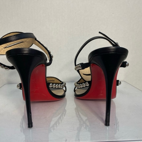 Christian Louboutin Galeria 100 Nappa Shiny Black & Silver Size 36 Pre-Owned - Picture 5 of 10